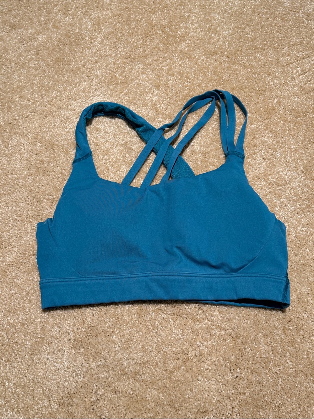 Athleta Teal Strappy ‘RUN FREE’ Sports Bra